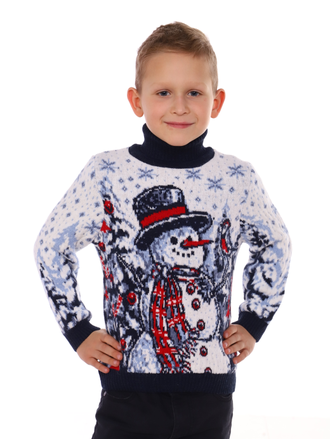 Свитер детский с горлом снеговик