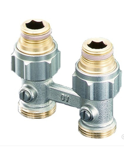 Комплект нижнего подключения  стальных радиаторов прямой 3/4+ адаптер 1/2 (10/40) шт