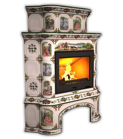 Изразцовый камин КимрПечь Прованс с дровником