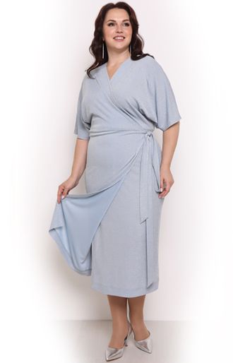 Платье полуприлегающего силуэта с запахом Арт. 6160 (Цвет светло-голубой) Размеры 48-62