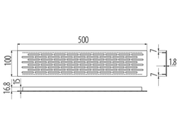Решётка вентиляционная 500х80мм, ИНОКС KK-D50-80-06 GTV *