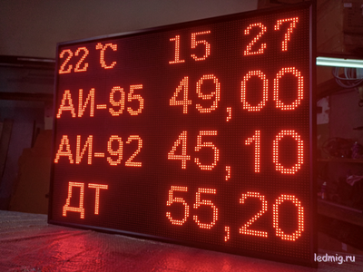 Электронное табло для АЗС 1010*1330mm время, температура