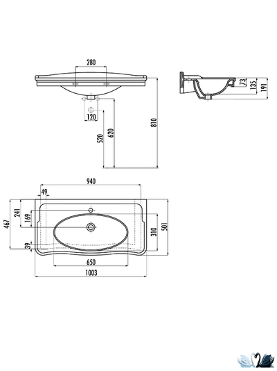 Раковина Creavit Antik AN100-00CB00E-0000 100 х 50 см подвесная, глянец белоснежного цвета