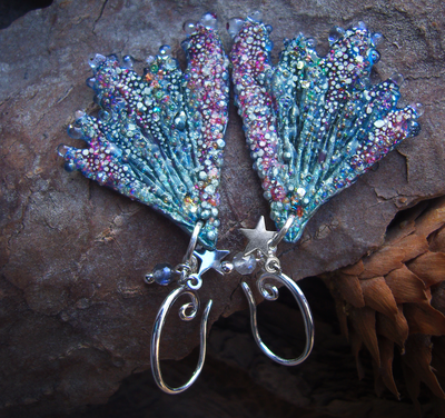 Коллекционные серьги "Крылышки весенней Лелефеи", лабрадоры и звёздочки