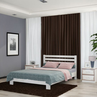 Кровать "Вероника" массив сосны ламели белый античный (Браво)