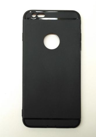 Защитная крышка силиконовая iPhone 6 Plus черная, с вырезом под логотип