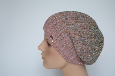 Розовый берет весна - осень с люрексом Vizio Италия 7066