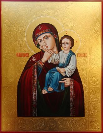 Отрада и Утешение Ватопедская Богородица. Рукописная икона.