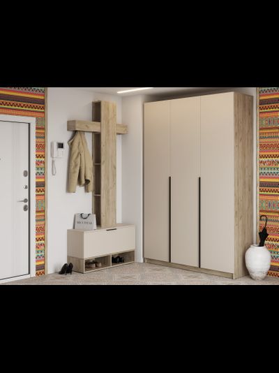 Бохо ШК-004 шкаф комбинированный 3 ств Дуб Крафт Серый/Кашемир