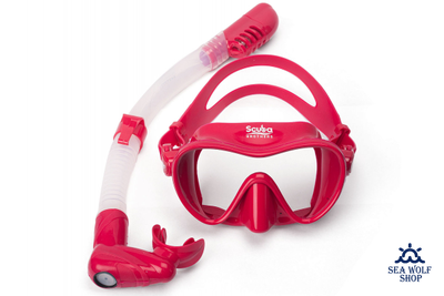 Маска для дайвинга с трубкой Scuba Brothers Flipper Red, комплект