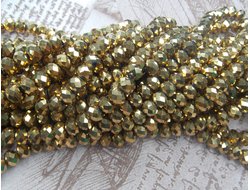 Бусины стеклянные"Рондели" 8х6 мм нить 70 шт цвет №102 золото