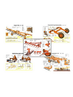Плакаты ПРОФТЕХ "Сельскохозяйственные машины для обработки грунта" (33 пл, винил, 70х100)