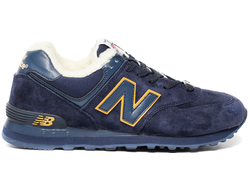 New Balance 574 Blue Yellow с мехом