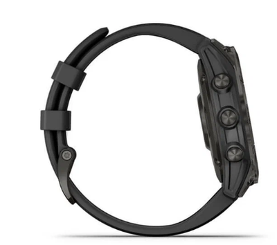 Умные часы Garmin Fenix 7 Sapphire Solar титановый серый DLC с черным ремешком