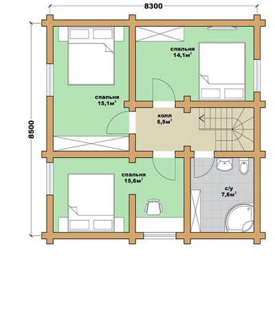 Дом из бревна ДБ-21, площадь 150 м2