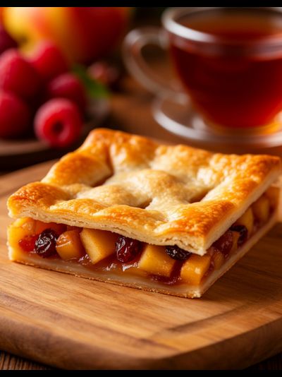 Пирог с яблоком, изюмом и корицей