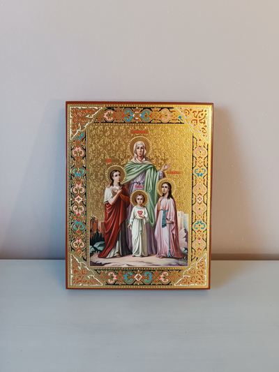 Вера, Надежда, Любовь и матерь их София. Рукописная икона 22х28см.