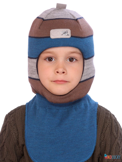 Шапка-шлем 21101-02, цвет синий, коричневый р. 48-50