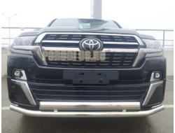 Защита переднего бампера d60/75х42 овал для Toyota Land Cruiser 200 Executive Lounge (2020-...) обновленный