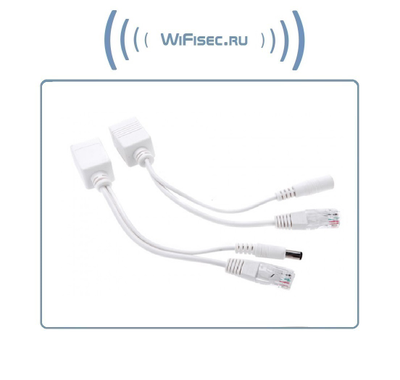 Сплиттер питания и Ethernet для систем IP видеонаблюдения, смешивает питание от 5 -60 В и Ethernet для передачи по кабелю Витая пара 5 категории до 40 метров, пара