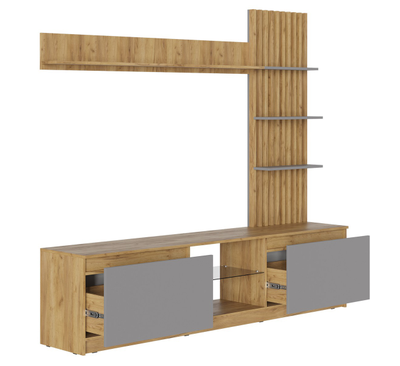 Бостон стенка НМ-001 НМ-001 Дуб крафт золотой/ЛДСП Серый шифер