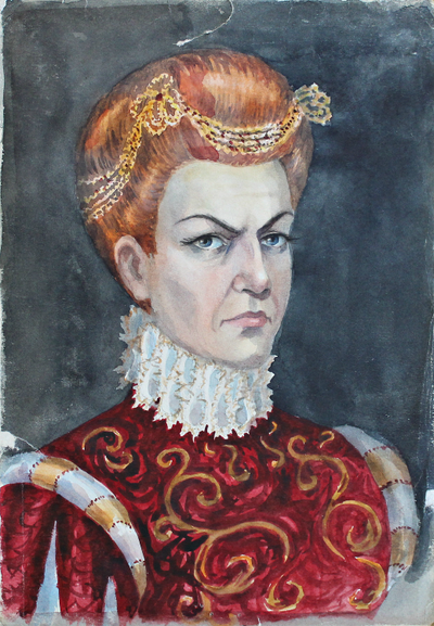 "Дама" бумага акварель 1950-е годы