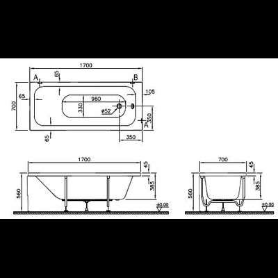 Ванна Vitra Optimum Neo, 170х70 см, 64530001000