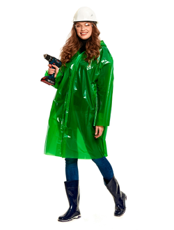 Плащ-дождевик -Профи" на липучке ПВД 45 мкр. зеленый, пропаянные швы (х100)
