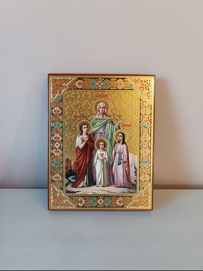 Вера, Надежда, Любовь и матерь их София. Рукописная икона 22х28см.