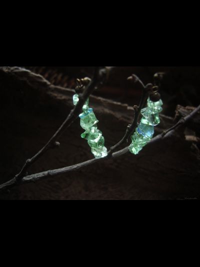 Летние серьги-хрусталики "Брызги лесного озера"