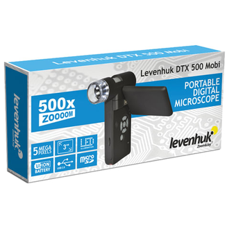 Микроскоп цифровой LEVENHUK DTX 500 Mobi, 20-500 кратный, 3" ЖК-монитор, камера 5 Мп, microSD, портативный, 61023