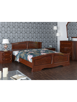 Кровать " Елена " из массива с ортопедическим основанием орех (Бравомебель)