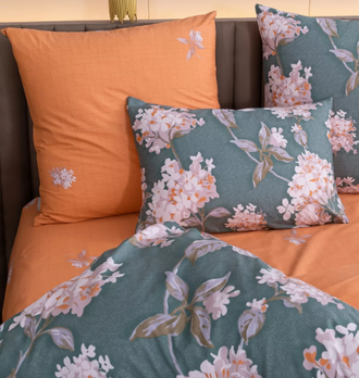 Комплект постельного белья Делюкс Сатин рисунок Цветы L457 ( 1.5 спальный, 2 спальный, Евро, Семейный комплект)
