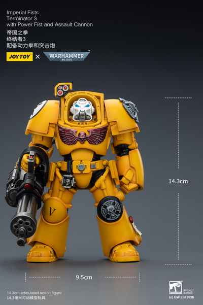 Терминатор Имперских Кулаков (Warhammer 40K) - КОЛЛЕКЦИОННАЯ ФИГУРКА 1/18 Imperial Fists Terminator with Power Fist and Assault Cannon (JT03172) - JOYTOY