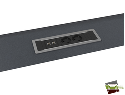 Центральная вставка стола переговора с блоком розеток BachMann 2*220+2*RG45. Т-113 1600*200*22 (Ш*Г*В)