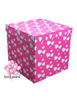 розовая коробка с сердечками купить в Краснодаре, доставка