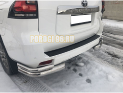 Защита заднего бампера угловая двойная d60/42 для Toyota Land Cruiser Prado 150 Black Onyx (2020-...)