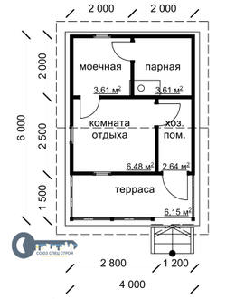 Б-08  ГАБАРИТНЫЕ РАЗМЕРЫ: (6Х4М) 1 ЭТАЖ, ОБЩАЯ ПЛОЩАДЬ: 24М²