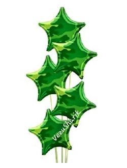 Фонтан шаров на 23 февраля "5 милитари звезд"