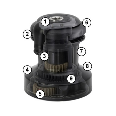 Лебедка односкоростная Ronstan Orbit 20ST RA6201 Ø120x124мм 550кг черная для тросов Ø6-10мм