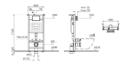 Комплект: унитаз с сиденьем дюропласт VitrA Normus, с микролифтом, инсталляцией и панель управления, цвет глянцевый хром, 9773B003-7206