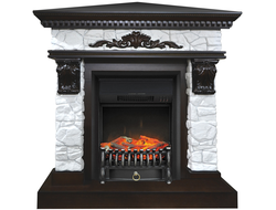 Угловой электрокамин Остия BL с очагом Fobos