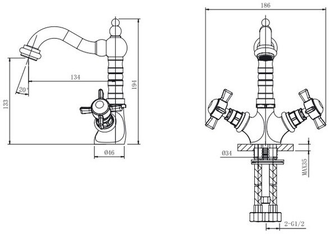 СМЕСИТЕЛЬ ДЛЯ РАКОВИНЫ BRISTOL-2 | ЦВЕТ ХРОМ