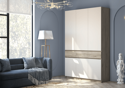 Бостон Шкаф ШК-002 трехстворчатый ЛДСП Дуб крафт серый/Кашемир