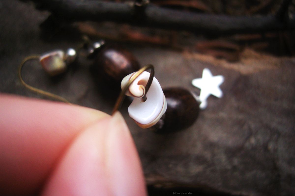 Необычные серьги с ракушками и звёздочками в стиле лесного бохо. Волшебные украшения LegendaVincento