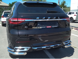 Защита заднего бампера  "уголки" двойная d60/42 для Haval F7 (2019-2022)