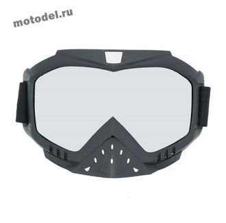 Кроссовые очки (маска) JP с защитой носа для эндуро, мотокросса, ATV - черные, хром линза