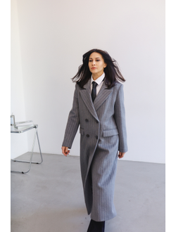 Пальто шерстяное в полоску