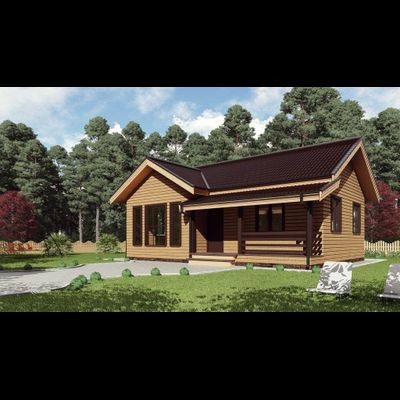 Одноэтажный каркасный дом с двумя спальнями 58,3м² (SK1)