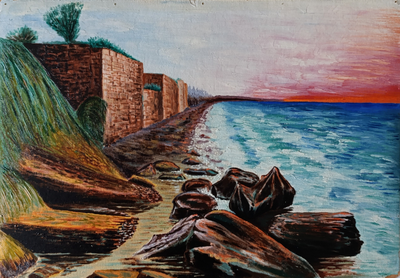 "Береговая линия" картон масло Клинко В. 1968 год